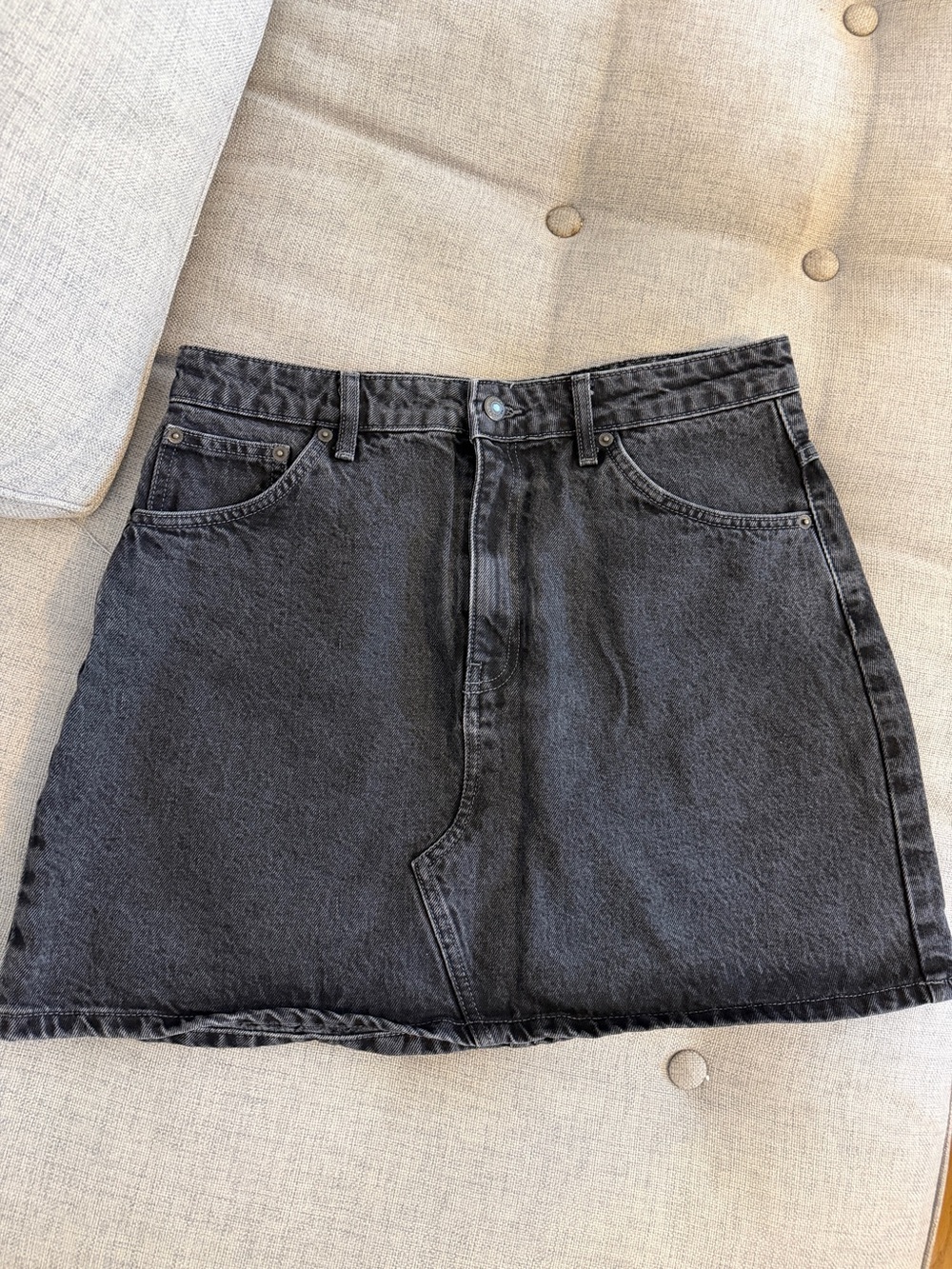 Topshop Black Washed Denim Mini Skirt size m